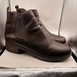 Eastland Dark Brown Leather Chelsea Ankle Booties
